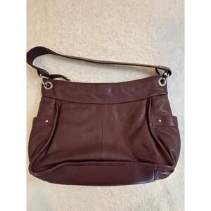 Great American Leather Works Burgundy Plum Leather Shoulder Bag Hobo Purse